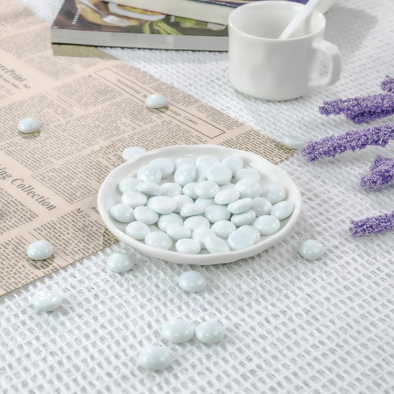 CYS EXCEL 5LBS White Glass Gemstone Beads Vase Fillers Flat Marble Beads Multiple Color Choices Aquarium Decor Rocks Floral Stones Decorative Mosaic Glass Gem Pebbles - Image 5